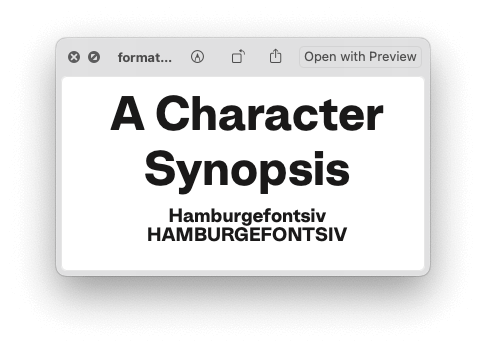 Alix Stria’s font, based on Hessel Hemstra’s description of Format Grotesk.