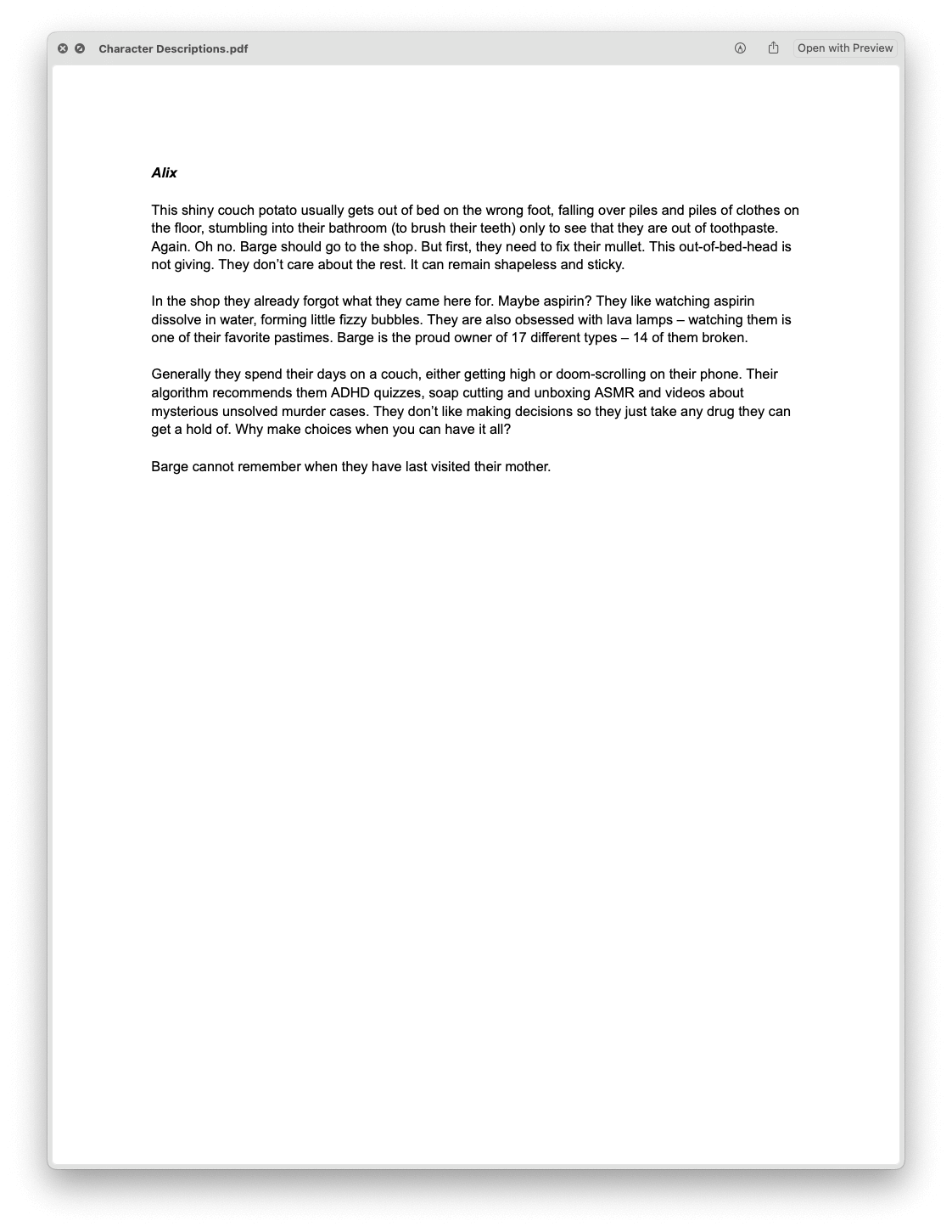 Fleur Ellis’s font Barge, based on Alix Stria’s description of Emomania.