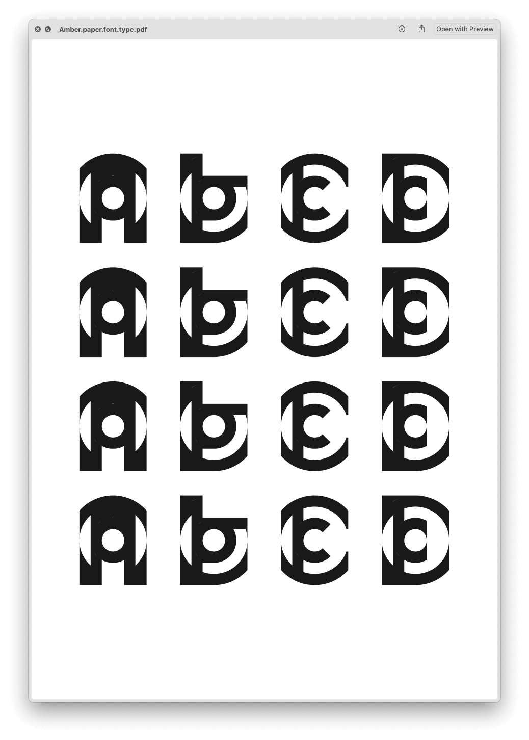 Hessel Hemstra’s font Amber, based on Valerie Estrina’s description of Aether Mono.