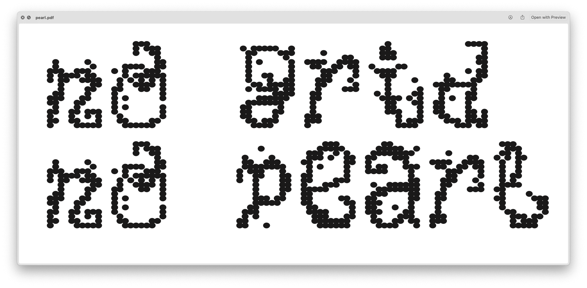 Ieva Valule’s font Pearl, based on Ananya Panda’s description of Mantar.