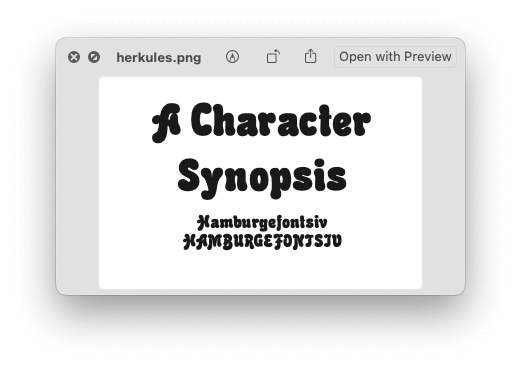 Mark Wiitanen’s font FiFi/AA, based on Roosje van der Kamp’s description of Herkules.