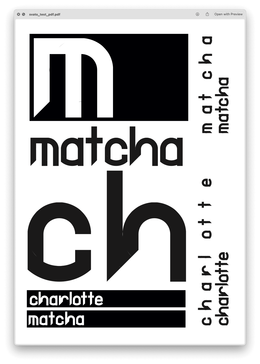 Svatopluk Ručka’s font Matcha, based on a description of Zirbal.